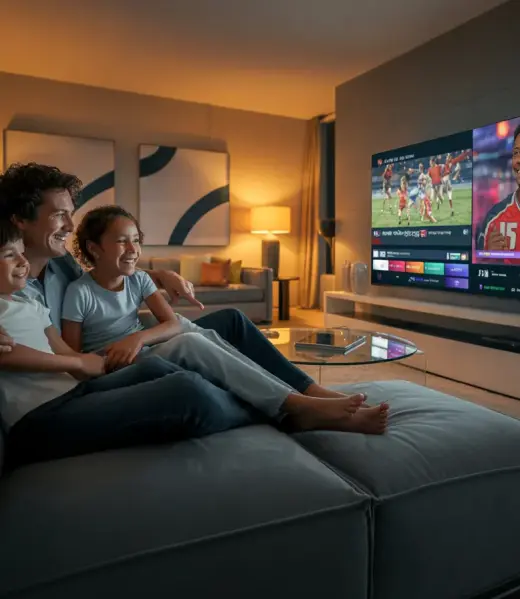 Boss iptv family happy watching tv